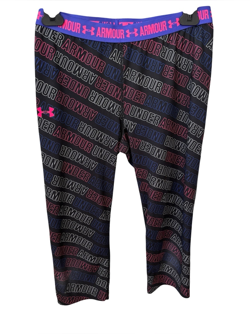 Under Armour Logo Cropped Leggings Youth Girls Size Large Multicolor Stretch